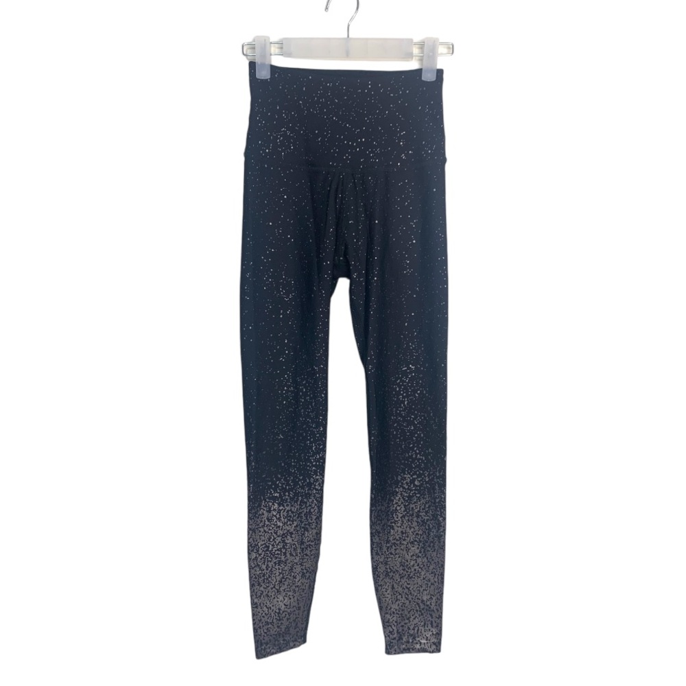 Beyond Yoga Highrise Splatter metallic black‎ leggings with pewter sz Small